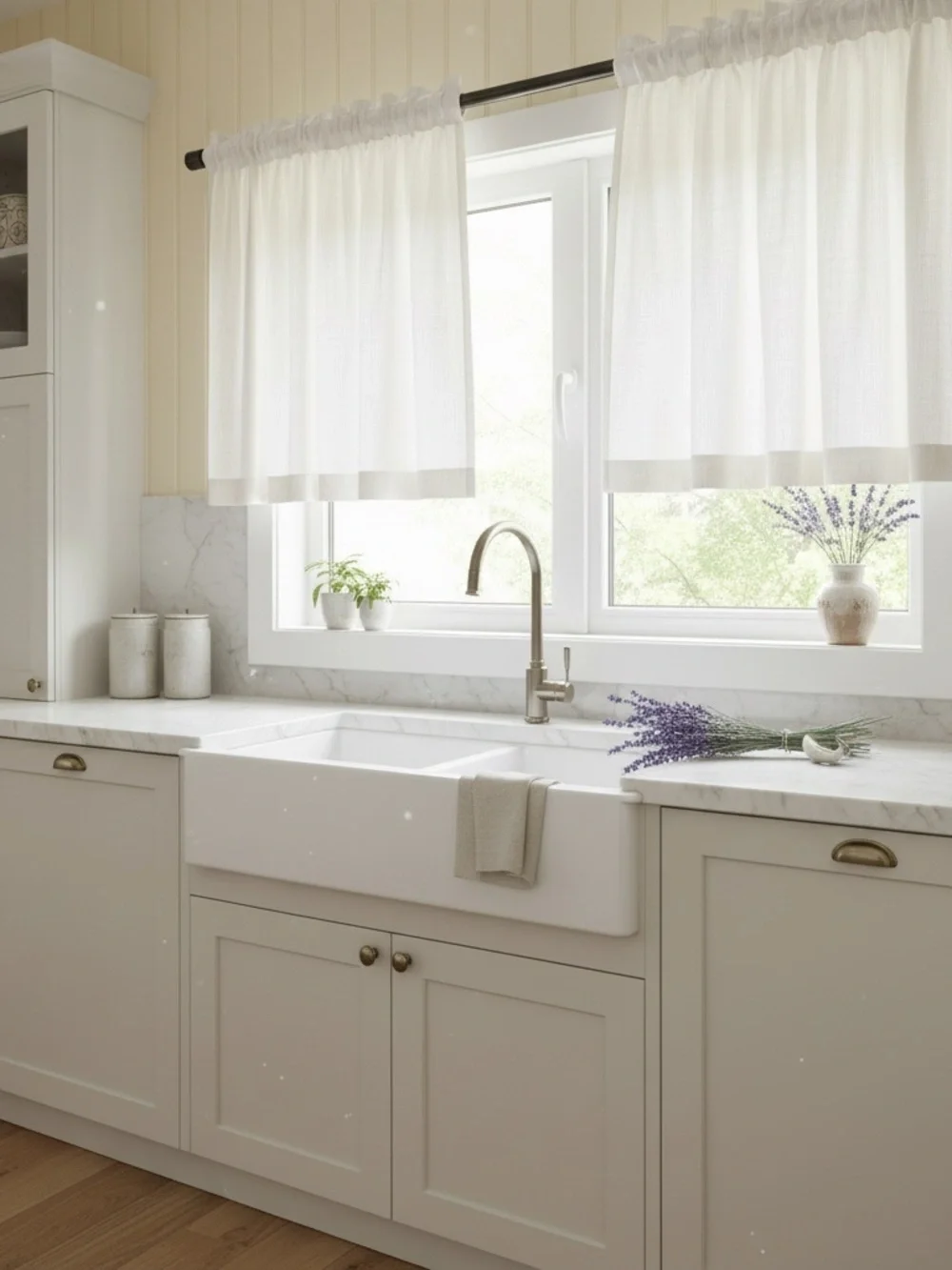Natural Linen Blend Kitchen Cafe Curtains Set of 2 24x40 NWOT